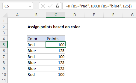 if formula assignment in excel